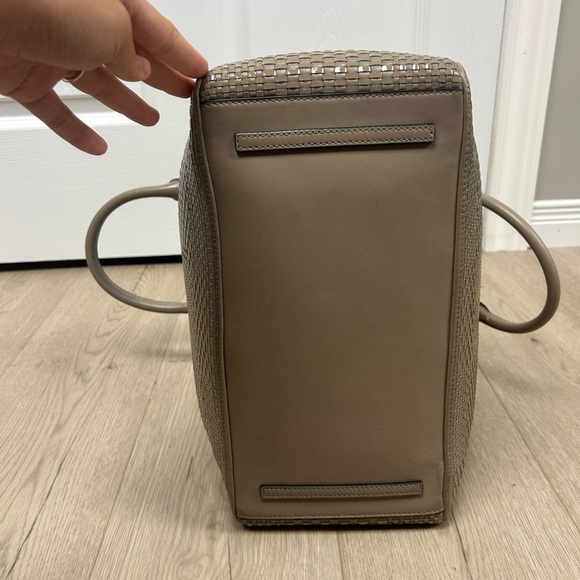 Tory Burch Robinson Woven Multi Tote French Grey Bag - Picture 6 of 10